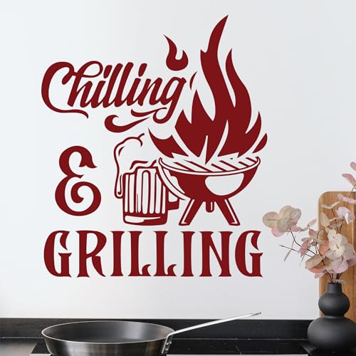 GRAZDesign Wandtattoo Chilling & Grilling für Männer, Küchenaufkleber Küche Wandaufkleber selbstklebende Folie - 66x57cm / dunkelrot GRAZDesign Wandtattoo Chilling & Grilling für Männer, Küchenaufkleber Küche Wandaufkleber selbstklebende Folie - 66x57cm / dunkelrot von GRAZDesign