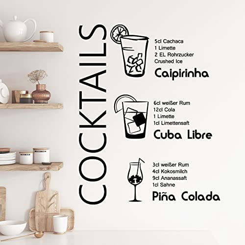 GRAZDesign Wandtattoo Cocktail Rezepte Küche Caipirinha | Küchenaufkleber selbstklebend - 62x50cm / 030 dunkelrot von GRAZDesign