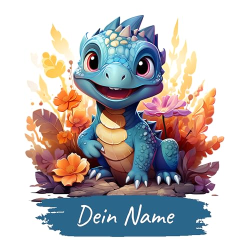 GRAZDesign Wandtattoo Dino mit Namen personalisiert für Kinderzimmer Junge - Wandaufkleber über Bett & Sofa - 63x57cm von GRAZDesign