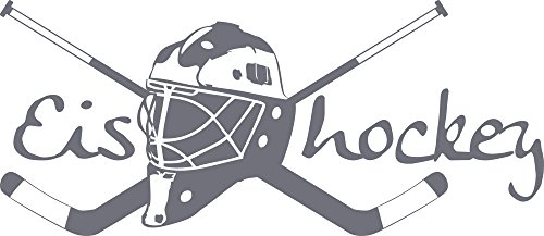 GRAZDesign Wandtattoo Eishockey Kinderzimmer | Wandaufkleber Teenager Sportler Spieler | Wandsticker Turnhalle Sport Jugendzimmer Jungs Kinder - 68x30cm / 071 grau von GRAZDesign