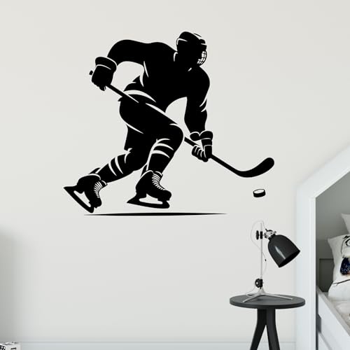 GRAZDesign Wandtattoo Eishockey Spieler mit Puck für Kinderzimmer, Sporthalle, Wohnzimmer - Wandaufkleber selbstklebend - 65x57cm / königsblau von GRAZDesign