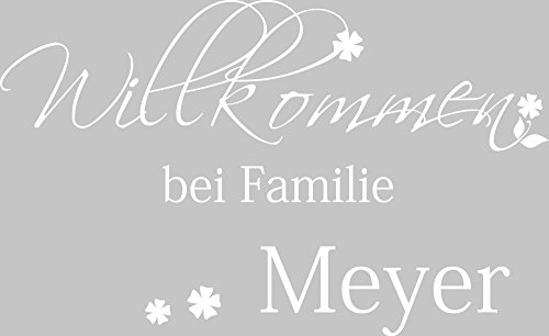 GRAZDesign Wandtattoo Flur Willkommen bei Familie Name, Wandsticker Flur und Diele, Eingang, Wandtattoo Sprüche Wandsprüche, Sticker Aufkleber modern, selbstklebend - 49x30cm / 010 weiss von GRAZDesign