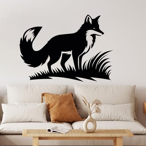 GRAZDesign Wandtattoo Fuchs Silhouette Wandaufkleber Natur Wald - Selbstklebende Vinylfolie für Wohnzimmer, Flur, Küche - 80x57cm / schwarz von GRAZDesign