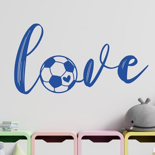 GRAZDesign Wandtattoo Fußball Kinderzimmer Junge Spruch LOVE Wandaufkleber selbstklebend - 57x30cm / rot von GRAZDesign