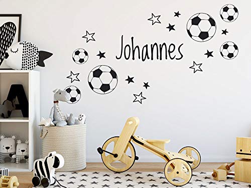 GRAZDesign Wandtattoo Fussball Name Kinderzimmer, Ball mit Namen Jugendzimmer, Wandsticker personalisierte Fussball Geschenke Jungen für Jungs - 88x50cm / Hellgrau von GRAZDesign