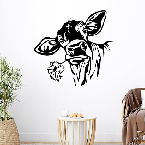 GRAZDesign Wandtattoo Glückliche Kuh Kuhkopf Wandaufkleber Küche Wohnzimmer Flur - Bauernhof Aufkleber in vielen Größen - 60x57cm / dunkelrot von GRAZDesign