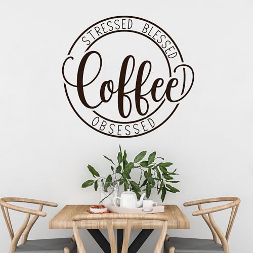 GRAZDesign Wandtattoo Herz Kaffee Coffee Wappen rund Büro Wandaufkleber Küche Esszimmer Cafe Deko selbstklebend - 54x50cm / schwarz von GRAZDesign
