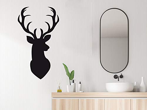 GRAZDesign Wandtattoo Hirsch Wohnzimmer, Hirschkopf Wanddeko Schlafzimmer, Wand Deko, Wandaufkleber, Geweih, 100x57cm (HxB), 080 braun von GRAZDesign