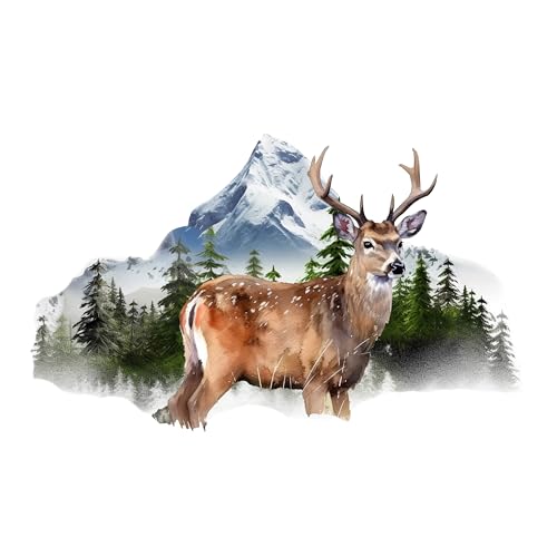 GRAZDesign Wandtattoo Hirsch im Wald, Natur Wandaufkleber für Wohnzimmer, Schlafzimmer, Küche, Skandinavisch - 49x30cm von GRAZDesign