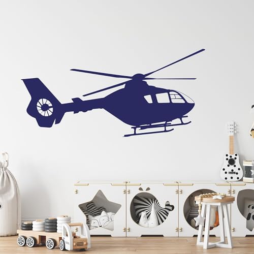 GRAZDesign Wandtattoo Hubschrauber Kinderzimmer | Wandsticker Jugendzimmer, Wohnzimmer | Wandaufkleber für Kinder, Jungs, Flugzeug, Kinder Zimmer Deko, 84x40cm, 062 hellgrün von GRAZDesign