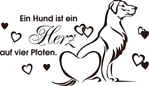 GRAZDesign Wandtattoo Hund Wohnzimmer Sprüche, Wandaufkleber Kinderzimmer Hundeschule, Aufkleber Klebefolie - 99x57cm / 080 braun von GRAZDesign