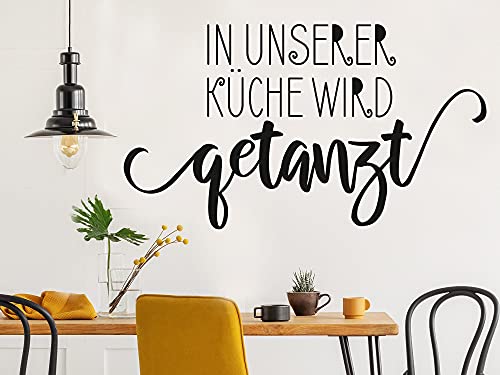 GRAZDesign Wandtattoo In unserer Küche wird getanzt | Küchenaufkleber selbstklebend - 71x40cm / 082 beige von GRAZDesign