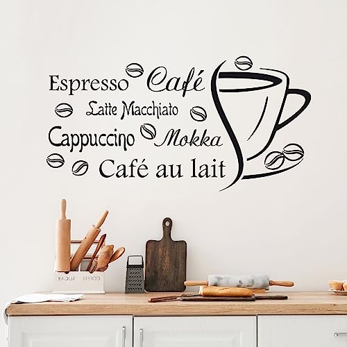 GRAZDesign Wandtattoo Kaffee Tasse Kaffeebohnen | Wandaufkleber Küche selbstklebend - 78x40cm / 073 dunkelgrau von GRAZDesign