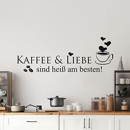 GRAZDesign Wandtattoo Kaffee und Liebe sind heiß am besten | Wandtattoo Küche selbstklebend - 109x40cm / 010 weiss von GRAZDesign