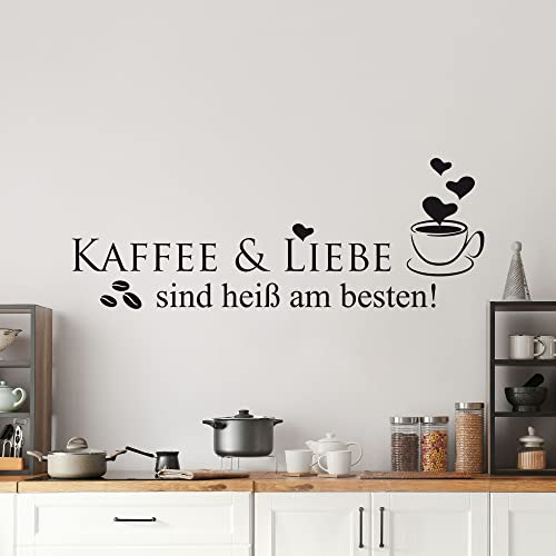 GRAZDesign Wandtattoo Kaffee und Liebe sind heiß am besten | Wandtattoo Küche selbstklebend - 82x30cm / 063 lindgrün von GRAZDesign