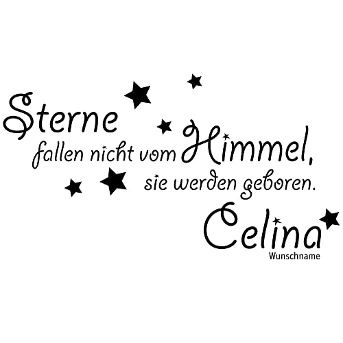 GRAZDesign Wandtattoo Kinderzimmer Name mit Spruch | Sterne fallen nicht vom Himmel | Personalisierter Aufkleber für Babyzimmer Junge Mädchen | Sprüche Zur Geburt - 58x30cm / 054 türkis von GRAZDesign