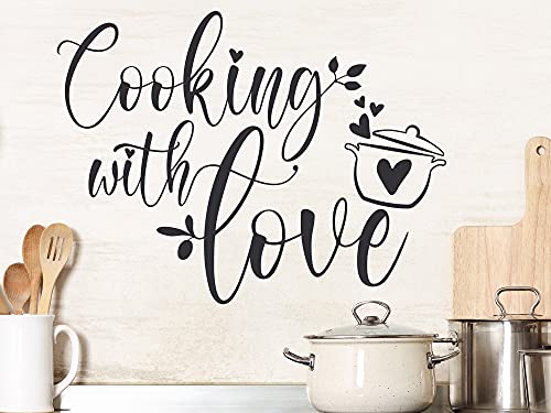 GRAZDesign Wandtattoo Küche Cooking with love Spruch | Küchenaufkleber selbstklebend - 40x30cm / 041 pink von GRAZDesign