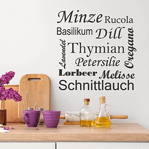 GRAZDesign Wandtattoo Küche Gewürze & Kräuter | Küchenaufkleber selbstklebend - 58x57cm / 080 braun von GRAZDesign