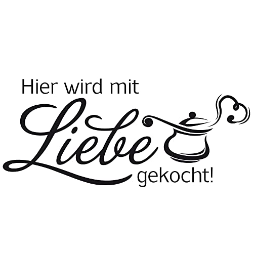 GRAZDesign Wandtattoo Küche Spruch Hier wird mit Liebe | Küchenaufkleber selbstklebend - 68x30cm / 010 weiss von GRAZDesign