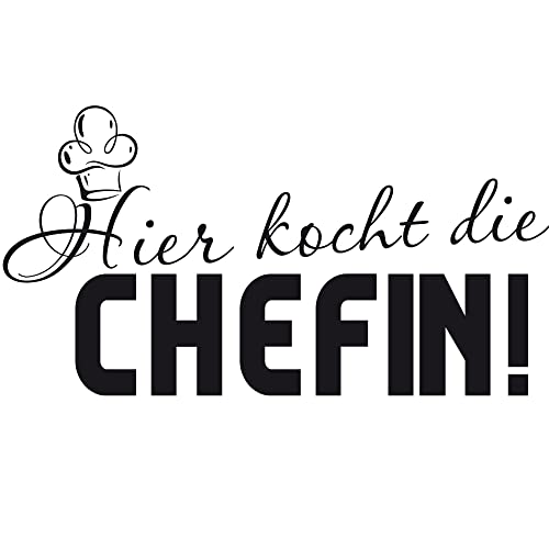 GRAZDesign Wandtattoo Küche Hier kocht die Chefin Spruch | Küchenaufkleber selbstklebend - 107x57cm / 081 hellbraun von GRAZDesign