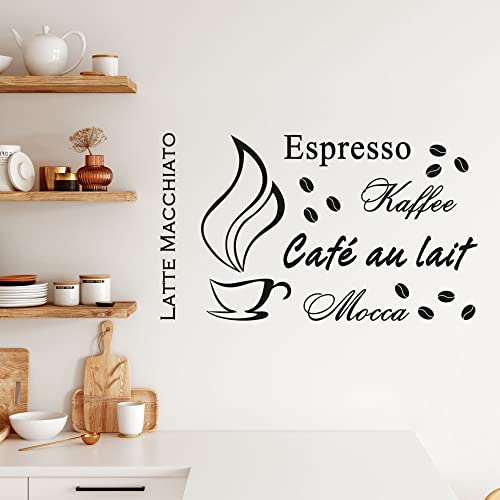 GRAZDesign Wandtattoo Küche Kaffee Wandsticker Sticker Esszimmer, Wanddeko Coffee Wand-Aufkleber, Küchen Deko selbstklebend, 68x40cm, 070 schwarz von GRAZDesign