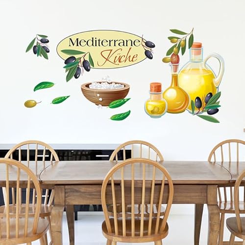 Wandtattoo Küche Mediterran Oliven, Küchentattoo Aufkleber Set / 150x57cm von GRAZDesign