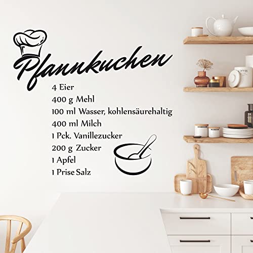 GRAZDesign Wandtattoo Küche Rezept Pfannkuchen | Küchenaufkleber selbstklebend - 33x30cm / 070 schwarz von GRAZDesign