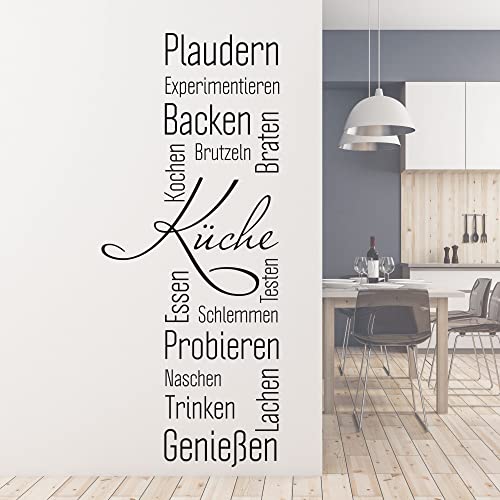 GRAZDesign Wandtattoo Küche Sprüche Plaudern | Küchenaufkleber selbstklebend - 98x40cm / 080 braun von GRAZDesign