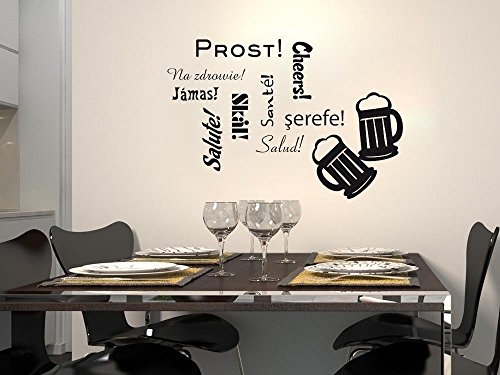 GRAZDesign Wandtattoo Küche Prost Ba | Küchenaufkleber & Bar Aufkleber selbstklebend - 59x40cm / 063 lindgrün von GRAZDesign