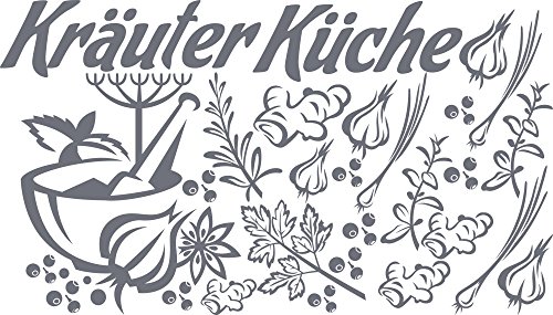 GRAZDesign Wandtattoo Küche Set Kräuter | Küchenaufkleber selbstklebend - 071 grau von GRAZDesign