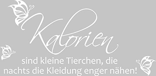 GRAZDesign Wandtattoo Küche Spruch lustig Wandsticker Küchen Deko Sprüche Klebefolie modern Wanddeko Küchenrückwand Aufkleber, Kalorien sind Tierchen, 102x50cm, 010 weiss von GRAZDesign