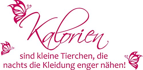 GRAZDesign Wandtattoo Küche Spruch lustig Wandsticker Küchen Deko Sprüche Klebefolie modern Wanddeko Küchenrückwand Aufkleber, Kalorien sind Tierchen, 102x50cm, 041 pink von GRAZDesign