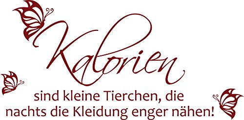 GRAZDesign Wandtattoo Küche Spruch lustig Wandsticker Küchen Deko Sprüche Klebefolie modern Wanddeko Küchenrückwand Aufkleber, Kalorien sind Tierchen, 61x30cm, 030 dunkelrot von GRAZDesign