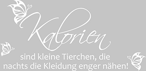 GRAZDesign Wandtattoo Küche Spruch lustig Wandsticker Küchen Deko Sprüche Klebefolie modern Wanddeko Küchenrückwand Aufkleber, Kalorien sind Tierchen, 82x40cm, 010 weiss von GRAZDesign