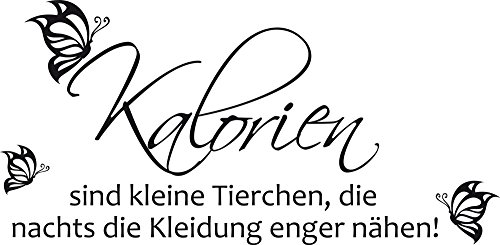 GRAZDesign Wandtattoo Küche Spruch lustig Wandsticker Küchen Deko Sprüche Klebefolie modern Wanddeko Küchenrückwand Aufkleber, Kalorien sind Tierchen, 82x40cm, 070 schwarz von GRAZDesign