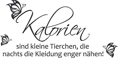 GRAZDesign Wandtattoo Küche Spruch lustig Wandsticker Küchen Deko Sprüche Klebefolie modern Wanddeko Küchenrückwand Aufkleber, Kalorien sind Tierchen, 82x40cm, 073 dunkelgrau von GRAZDesign