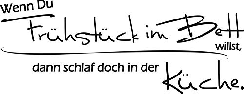 GRAZDesign Wandtattoo Küche Spruch lustig Wandsticker Küchen Deko Sprüche Klebefolie modern Wanddeko Küchenrückwand Aufkleber, Wenn Du Frühstück im Bett willst, 104x40cm, 070 schwarz von GRAZDesign