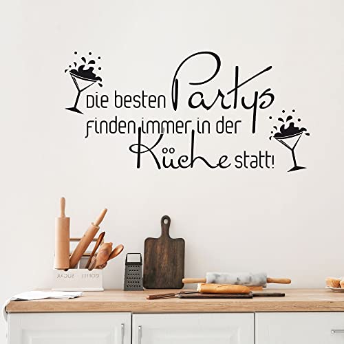 GRAZDesign Wandtattoo Küche Sprüche Die besten Partys | Küchenaufkleber selbstklebend - 102x50cm / 010 weiss von GRAZDesign