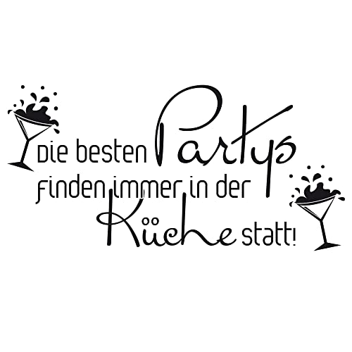 GRAZDesign Wandtattoo Küche Sprüche Die besten Partys | Küchenaufkleber selbstklebend - 102x50cm / 054 türkis von GRAZDesign