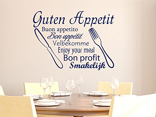 GRAZDesign Wandtattoo Küche Sprüche | Guten Appetit international Wandsticker Sticker Esszimmer Wanddeko Wandaufkleber, Küchenrückwand Küchen Deko Aufkleber selbstklebend, 41x30cm, 070 schwarz von GRAZDesign