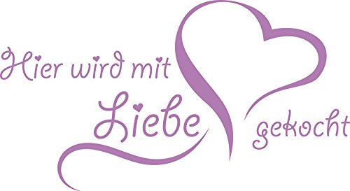 GRAZDesign Wandtattoo Hier wird mit Liebe gekocht Küche | Küchenaufkleber selbstklebend - 92x50cm / 042 flieder von GRAZDesign