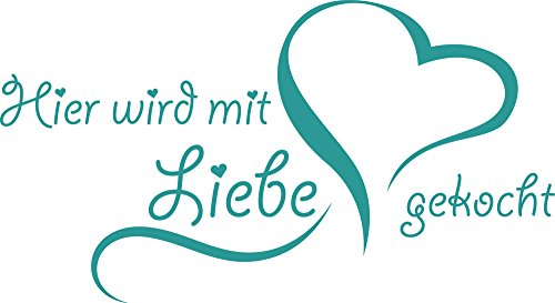 GRAZDesign Wandtattoo Hier wird mit Liebe gekocht Küche | Küchenaufkleber selbstklebend - 92x50cm / 054 türkis von GRAZDesign