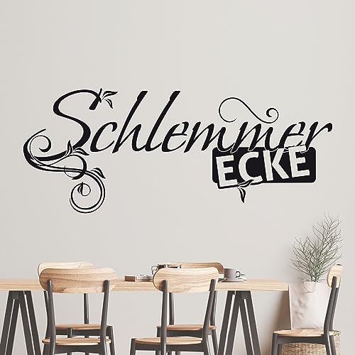 GRAZDesign Wandtattoo Küche Spruch Schlemmerecke | Küchenaufkleber selbstklebend - 124x50cm / 073 dunkelgrau von GRAZDesign