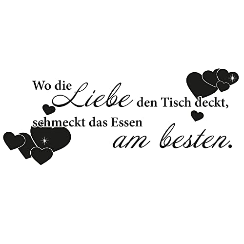 GRAZDesign Wandtattoo Küche Sprüche Wo die Liebe den Tisch deckt, Wandsticker Sticker, Restaurant Esszimmer, Wanddeko Wandaufkleber, Küchen Deko selbstklebend, 139x57cm, 072 hellgrau von GRAZDesign