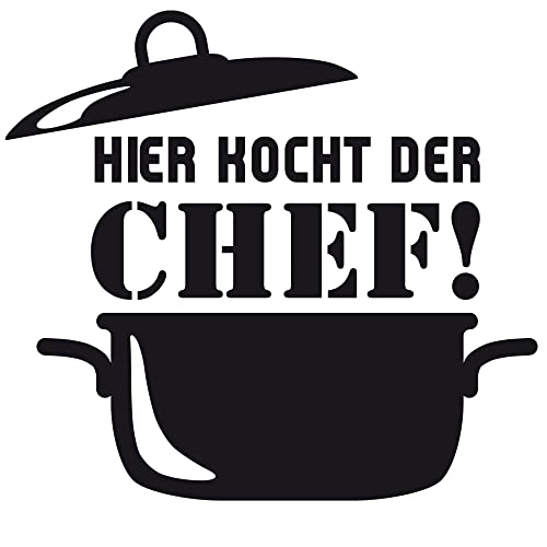 GRAZDesign Wandtattoo Küche Hier kocht der Chef Spruch | Küchenaufkleber selbstklebend - 33x30cm / 054 türkis von GRAZDesign