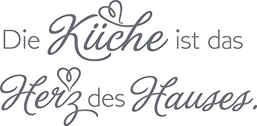 GRAZDesign Wandtattoo Küche ist das Herz des Hauses | Küchenaufkleber selbstklebend Sprüche - 116x57cm / 071 grau von GRAZDesign