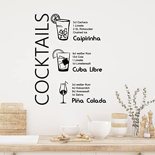 GRAZDesign Wandtattoo Cocktail Rezepte Küche Caipirinha | Küchenaufkleber selbstklebend - 37x30cm / 010 weiss von GRAZDesign