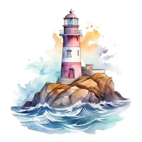 GRAZDesign Wandtattoo Leuchtturm Nordsee, Wandsticker Meer Wandaufkleber Bad, Flur, Wohnzimmer - 60x57cm von GRAZDesign