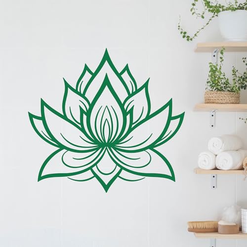 GRAZDesign Wandtattoo Lotus Lotusblume Mandala Blume Wandaufkleber Hindu für Wohnzimmer Schlafzimmer Flur Selbstklebend - 54x50cm / lindgrün von GRAZDesign