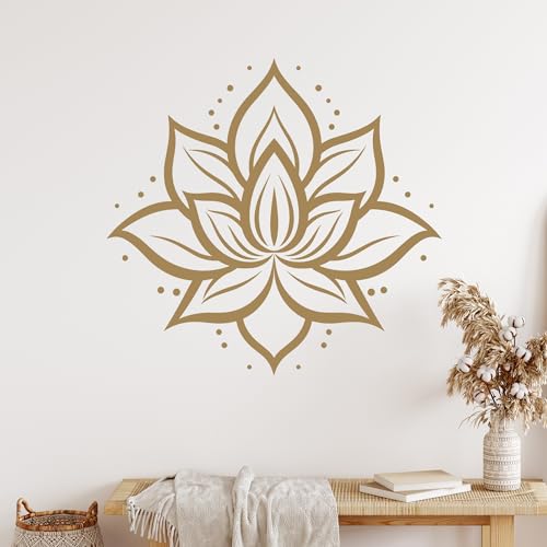 GRAZDesign Wandtattoo Lotus Lotusblume Mandala Blume Wandaufkleber Hindu für Wohnzimmer Schlafzimmer Flur aus Vinylfolie - 32x30cm / gold von GRAZDesign